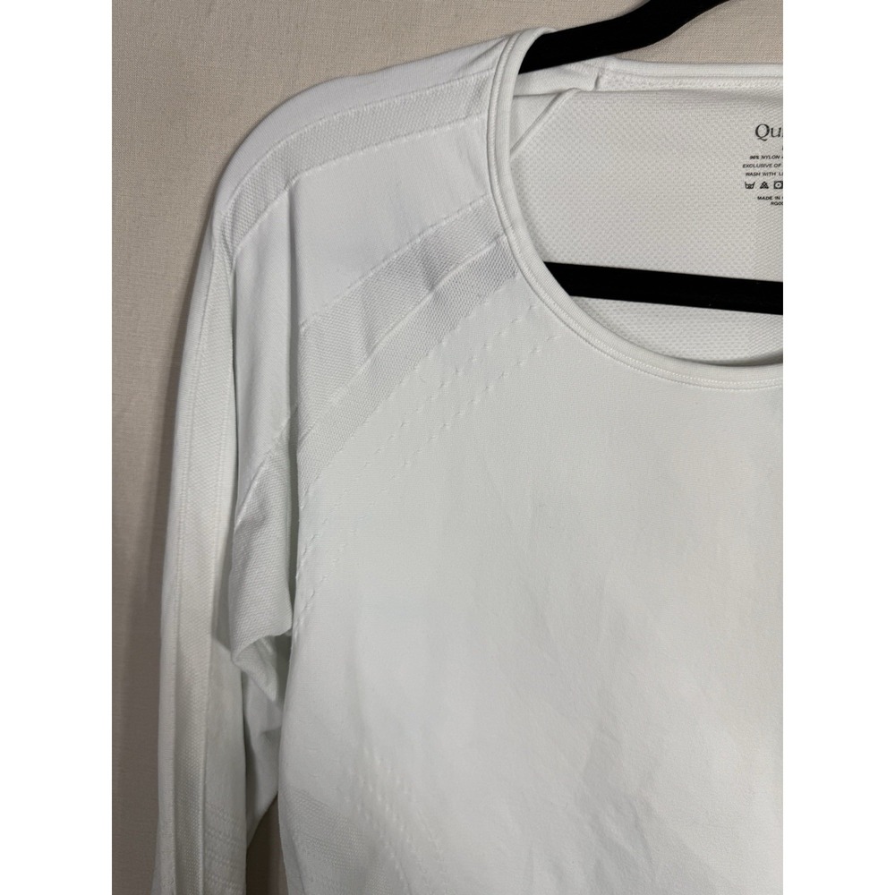 Quince Womens L White Long Sleeve Active Top Athletic Yoga Gym Stretch Shirt - Picture 6 of 8